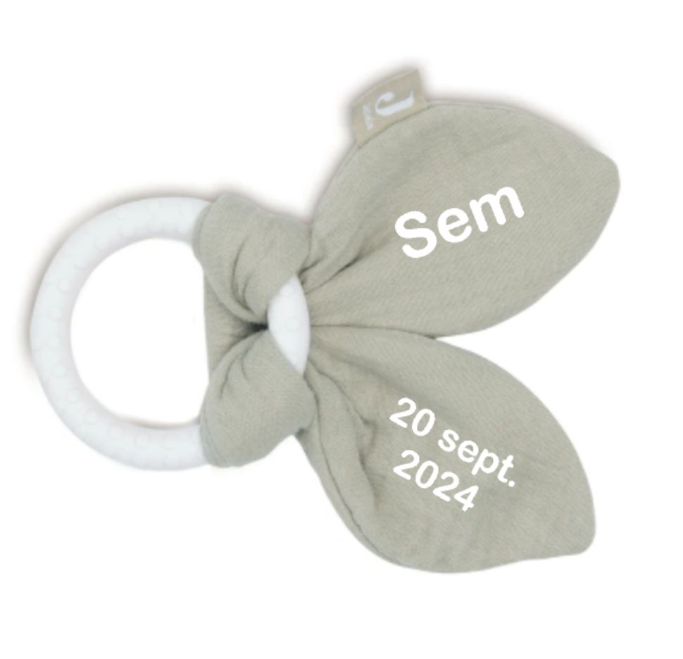 Bijtring Siliconen Bunny Ears, olive green