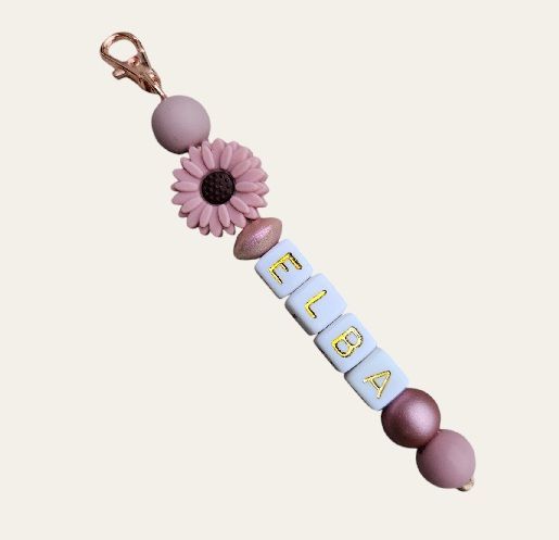 Sleutelhanger, bloem roze