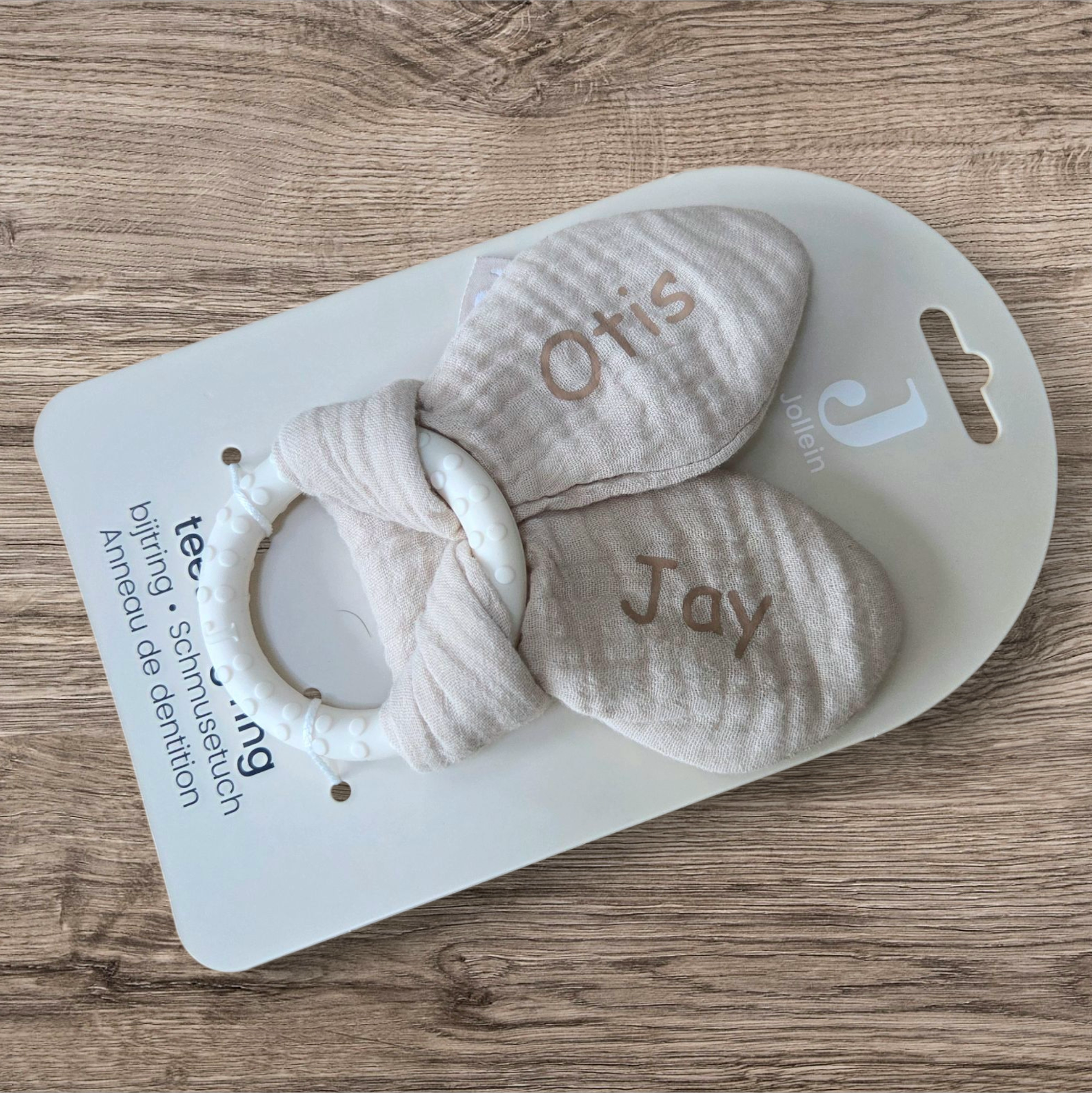 Bijtring Siliconen Bunny Ears, nougat