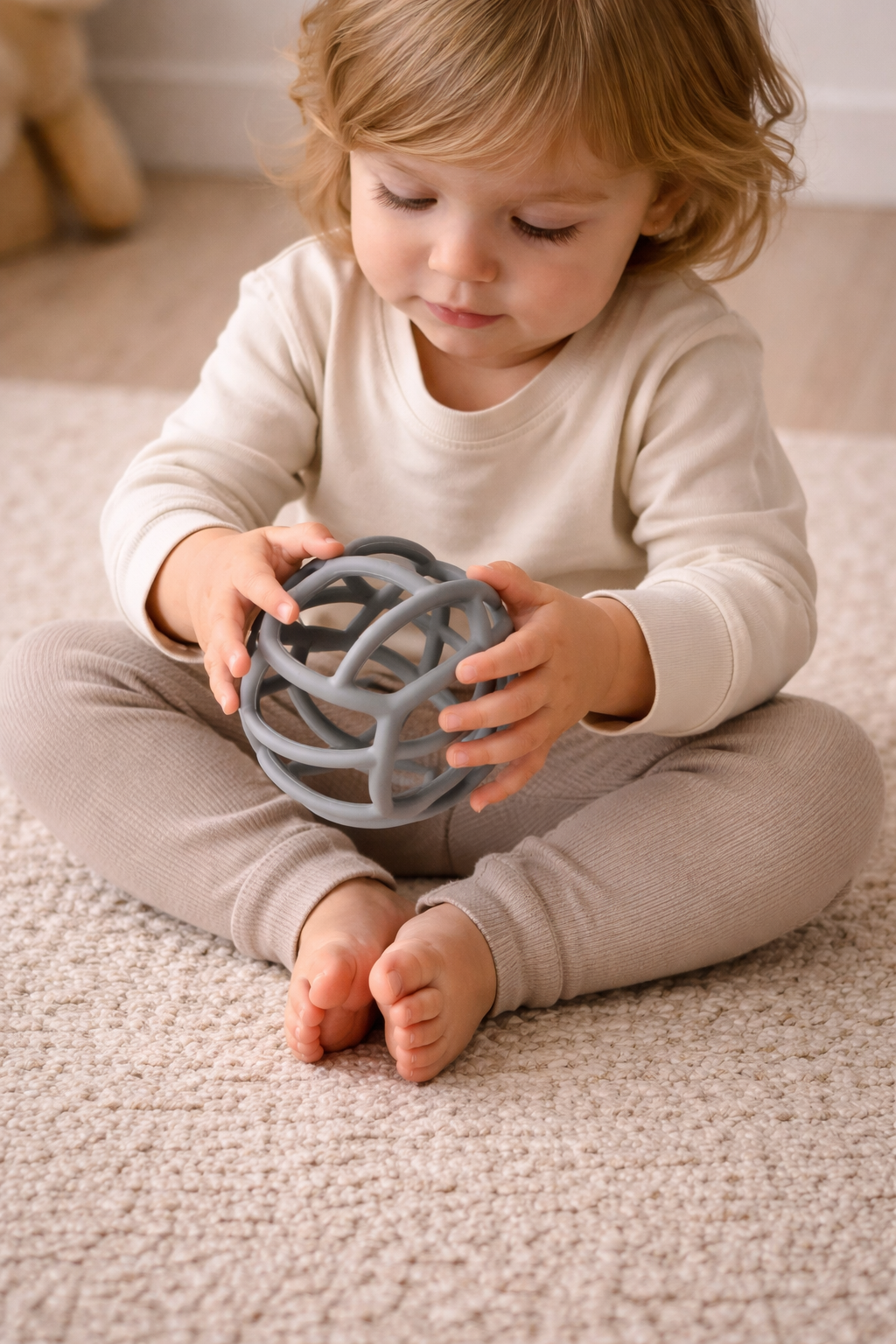 Siliconen flexibele motoriek bal, grijs/groen