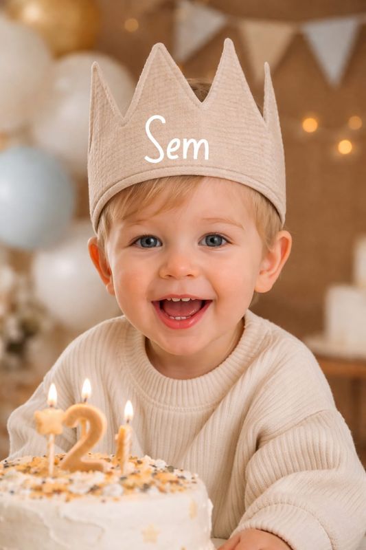 Verjaardagskroon met naam, biscuit