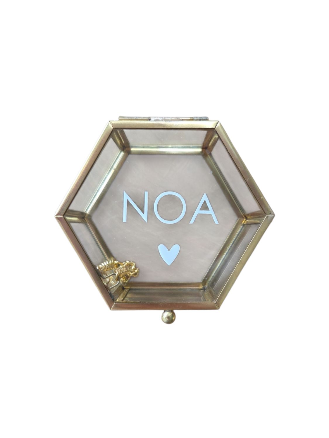 Glazen hexagon kistje