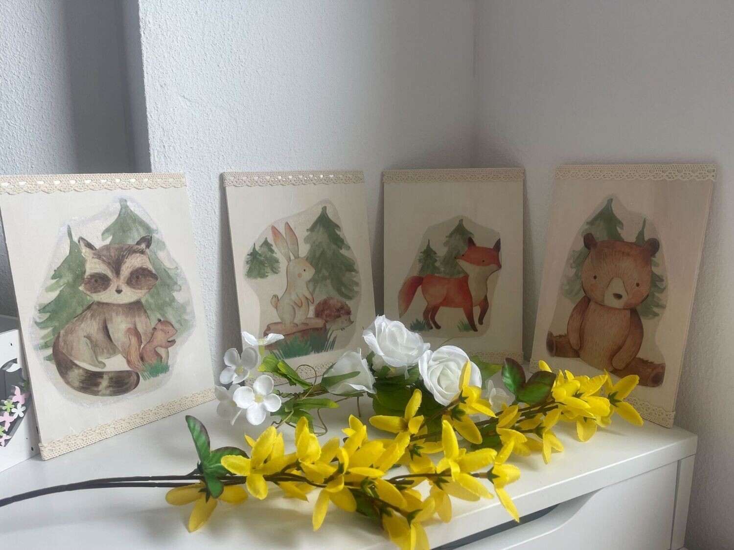 Holzbild SET 4 Stück "Waldfreunde"
