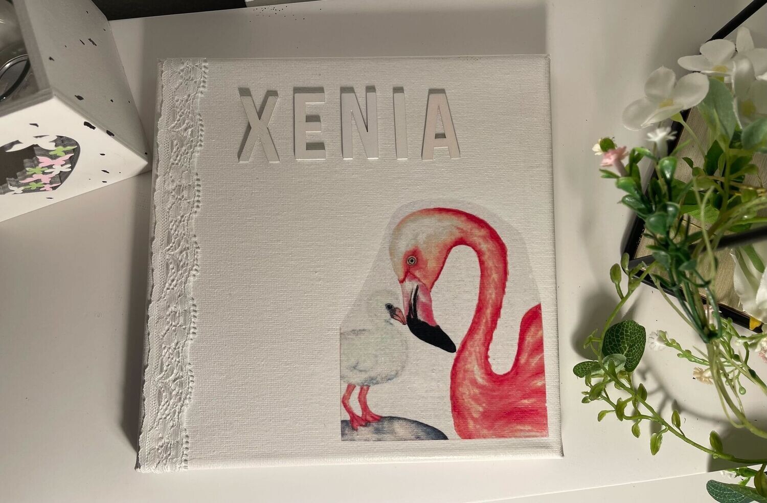 Leinwand "Flamingoliebe NAME "