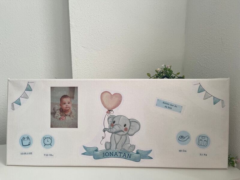 Leinwand "1 Portrait mit Geburtsdaten"