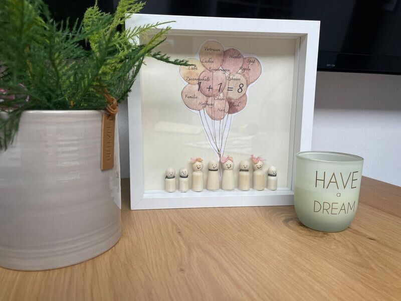 Familien Bild mit Holzfiguren