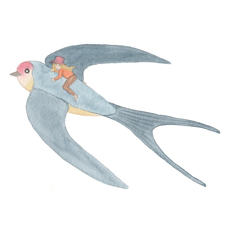 A4 Swallow - Print on demand, nursery art print, kidsroom decor, watercolour painting, new baby gift, children's illustration, nursery wall art