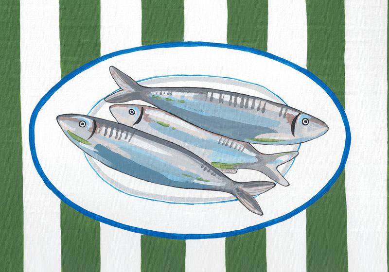 Fish on a Plate - Green stripes