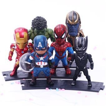 ⭐️ 6pcs/set Marvel Avengers Black Panther Thanos Ironman Spiderman Captain American Hulk Figure Model Toys Free Delivery
