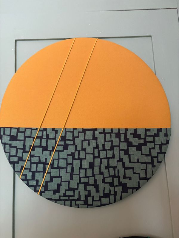 Mustard and green/blue pocket hand print Pinboard