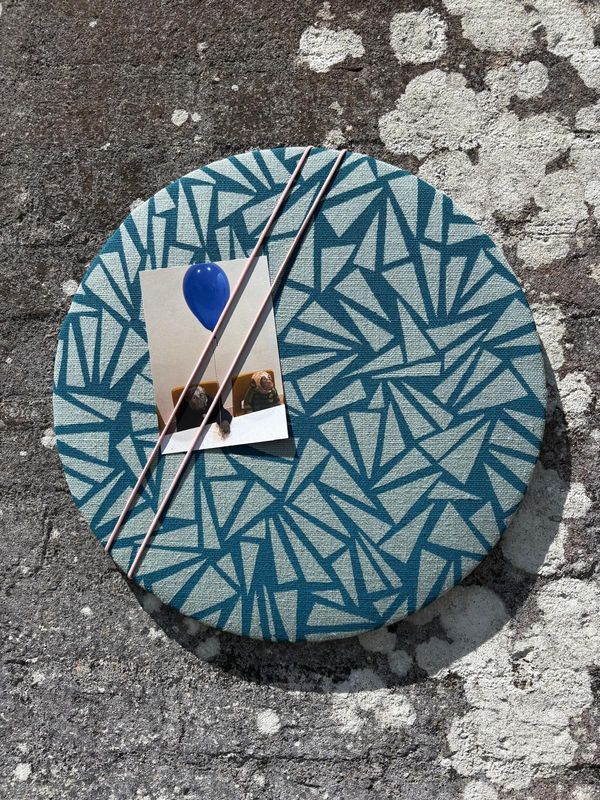 Pale blue linen and teal block Pinboard