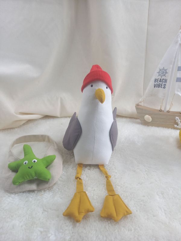 Möwe , Möwe mit Mütze, Sammlerstück, Nautisches Dekor, Nordsee, Möwe Spielzeug, Seevogel, Stofftier, Möwe, Kantenhocker, Versandfertig