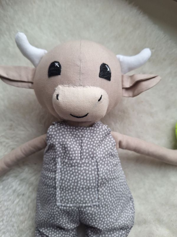 Handgemachtes Kuscheltier Kuh, Stofftier Kuh, Plüschtier Kuh