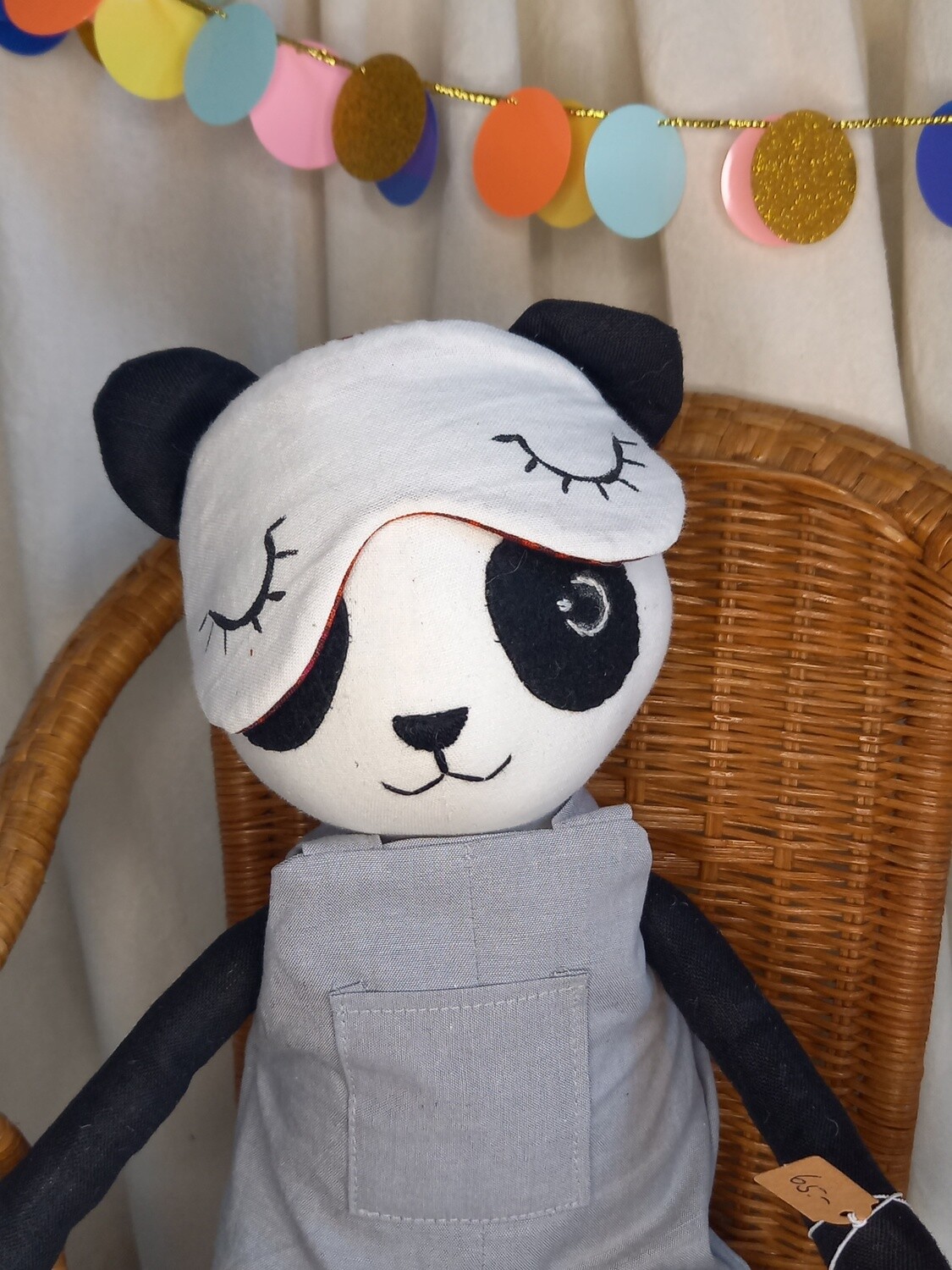 Kuscheltier Panda 'Pax', Stofftier Panda, handgemachter Pandabär