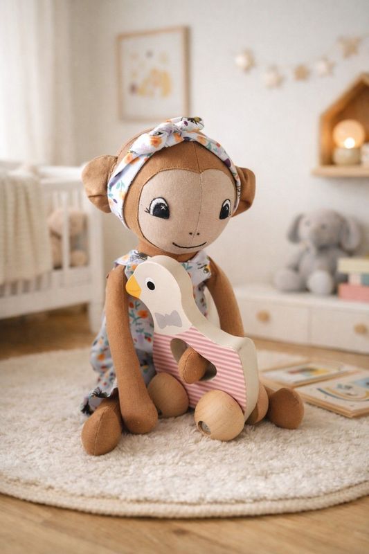 handgemachtes Stofftier Affe, Kuscheltier Affe