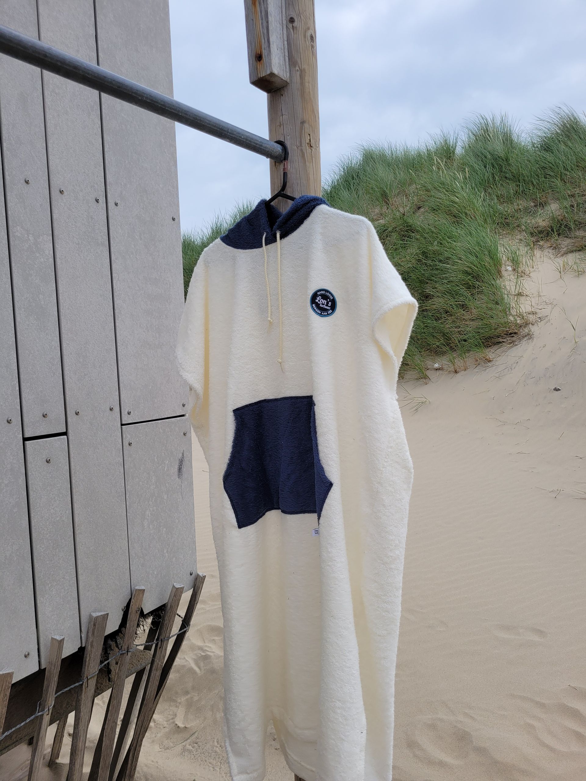 Lon's Poncho - Twee Kleuren Wit en Blauw