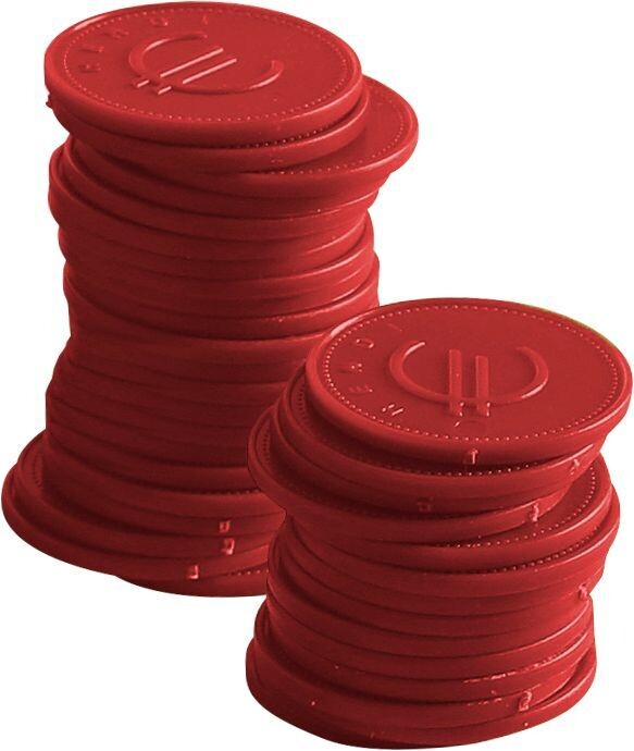 Consumptiemunten - 100 st., Bar up, Rood, 100 st., ø25mm