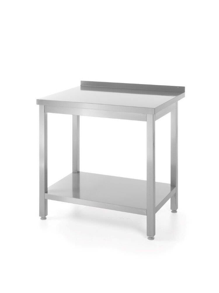 Muurwerktafel met opstaande rand en schap - 600 mm diep, HENDI, Kitchen Line, 1200x600x(H)850mm