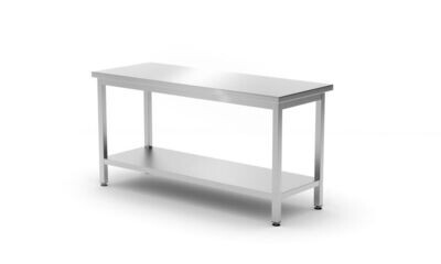 Werktafel zware uitvoering met plank, 600 mm diep, HENDI, Kitchen Line, 1600x600x(H)850mm