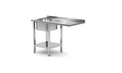 Spoeltafel met plank en ruimte voor onderbouwvaatwasser, HENDI, rechts, 1200x700x(H)850mm