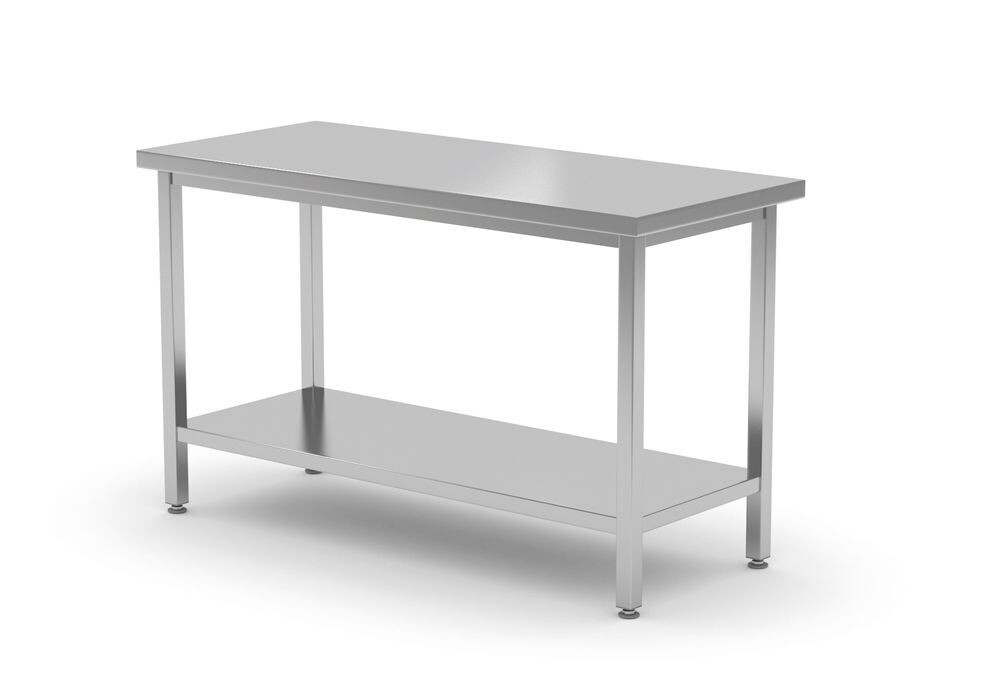 Centrale werktafel zware uitvoering met plank, 700 mm diep, HENDI, Kitchen Line, 1000x700x(H)850mm