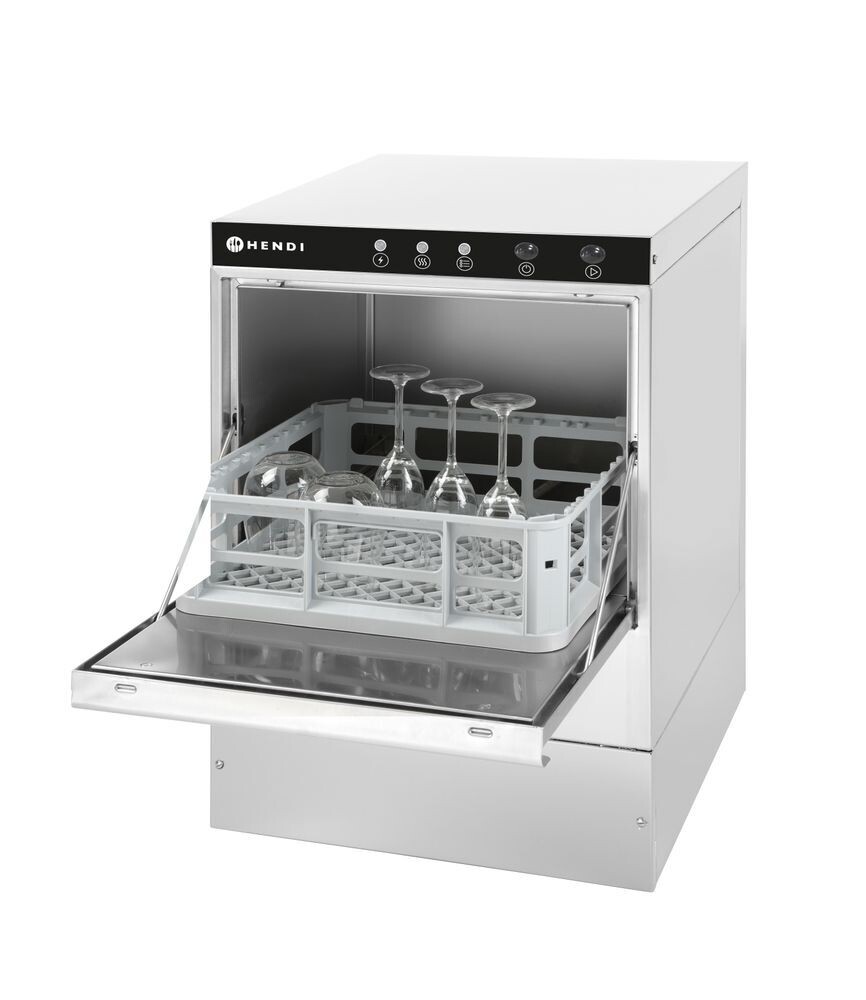 Glazen vaatwasser 40x40 - elektronische bediening, HENDI, 230V/2800W, 566x472x(H)705mm