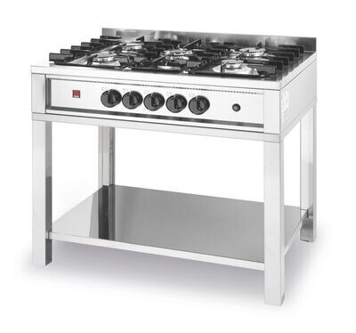 Gasfornuis - 5 pits, met open frame, HENDI, Kitchen Line, 14,3kW, 900x640x(H)910mm