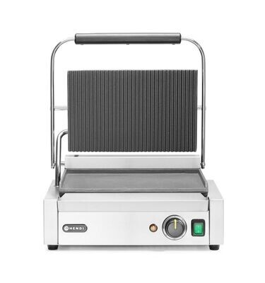 Contactgrill Panini, HENDI, boven geribd, onder glad, 230V/2200W, 430x370x(H)514mm