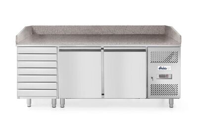 Pizzawerkbank met 2 deuren en 7 lades 280L, Arktic, 250L, 230V/250W, 2020x802x(H)1000mm