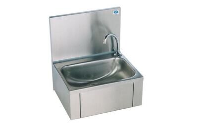 RVS HANDWASBAKJE MET RECHTH. SPOELBAKJE
380X460MM - LMASW - MET RUGWAND