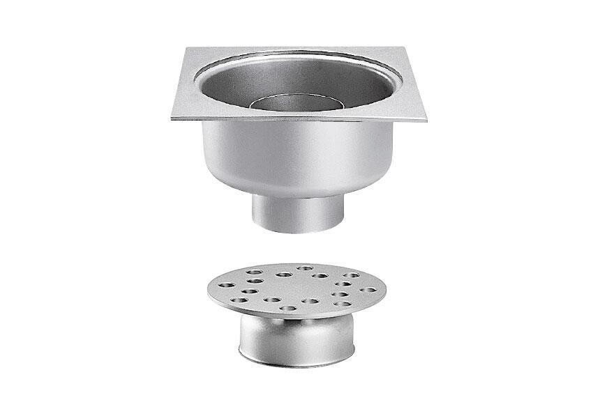 RVS VLOERAFVOERPUT 250X250MM
VERTICALE AFVOER 100MM - ZWARE BELASTING