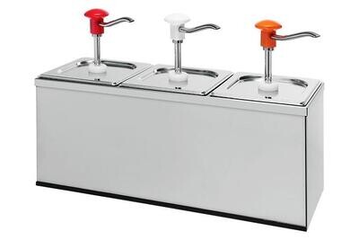 GASTRONORM RVS SAUSDISPENSER
INOX POT 2.5L INCL DEKSEL, PER ST, SET 3