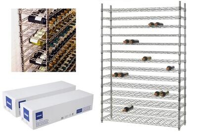 OPSLAGREK 14 NIVEAUS - 168 FLESSEN
VERCHROOMD - 1220X360X1820MM