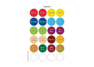 BLAD MET 24 GEKLEURDE LABELS