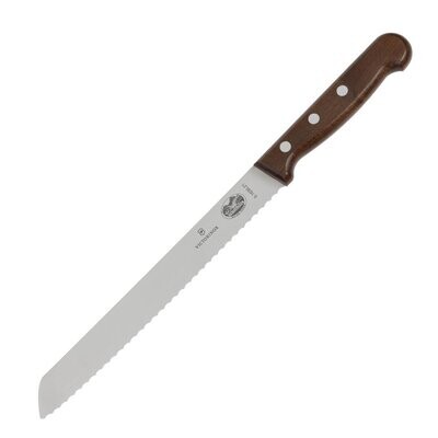 Victorinox Gekarteld broodmes met houten handvat 21,5 cm