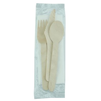 eGreen 4-in-1 houten bestekset individueel verpakt (250 stuks)