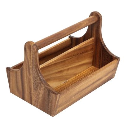 T&amp;G Woodware acaciahouten tafelcaddy met handvat