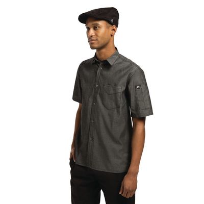 Chef Works Detroit denim shirt korte mouw zwart XXL
