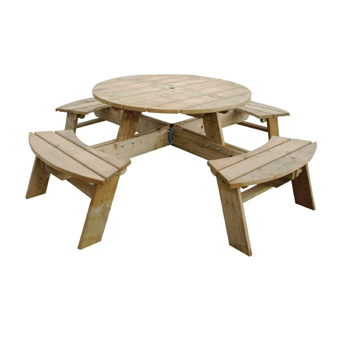 Rowlinson ronde houten picknicktafel 200(�)cm