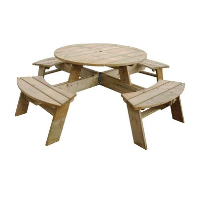 Rowlinson ronde houten picknicktafel 200(�)cm