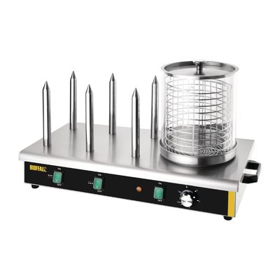 Buffalo hotdogwarmer met 6 warmhoudpennen