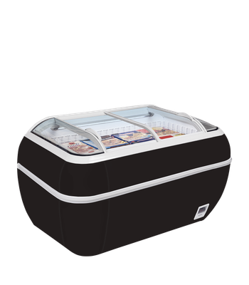 Zwarte supermarktkoeler/-vriezer