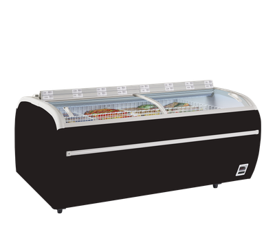 Zwarte supermarktvriezer