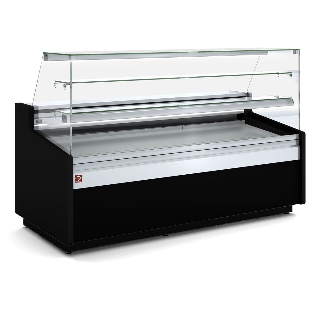 Ventilated counter display, pastry glass, with storage  - BLACK