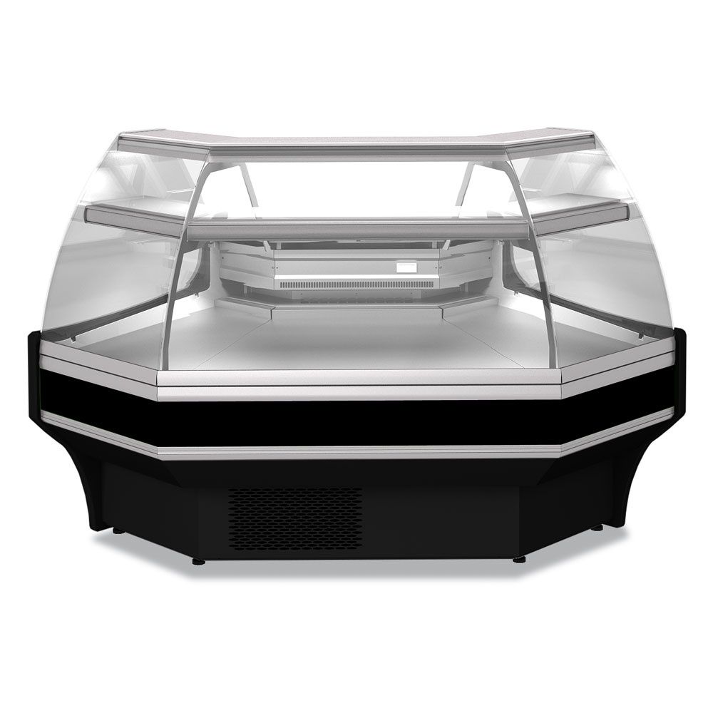 Open angle 90°, ventilated, low glass, 3 sides – BLACK