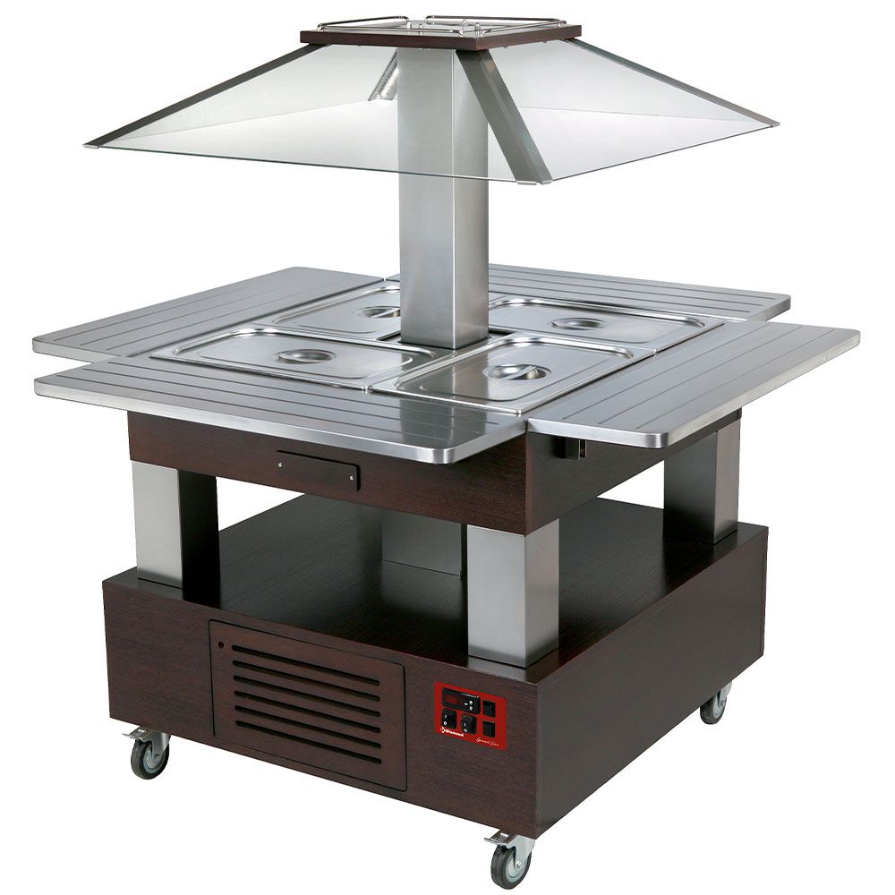 Island Buffet - Refrigerated salad bar, motorized roof 4x GN1/1-150 (Wengé wood)