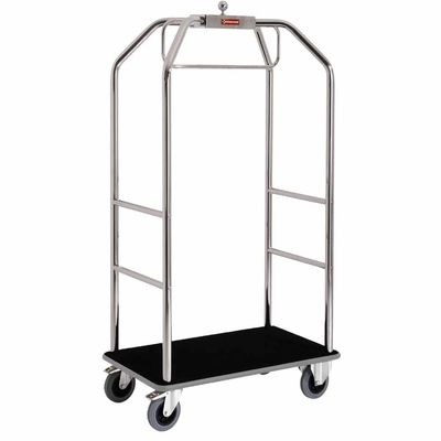 Chariot pour valises &amp; vestiaire &quot;chromé&quot;, 2 roues à freins