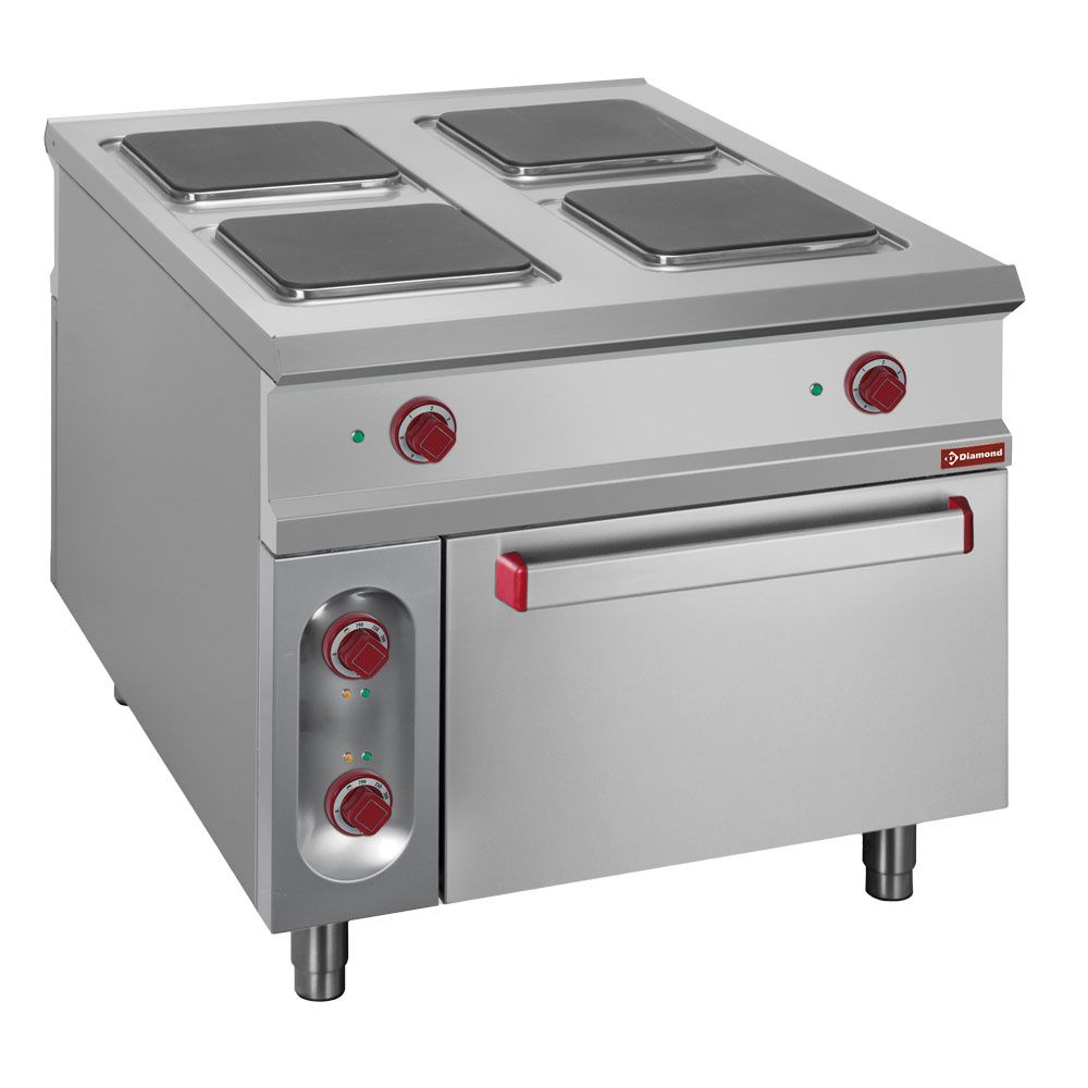 Electric stove 4 plates with electric GN 2/1 oven - PASS-THROUGH