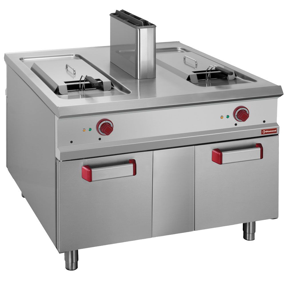 Gas fryer 2 tanks 18 liters on cupboard - PASS-THROUGH