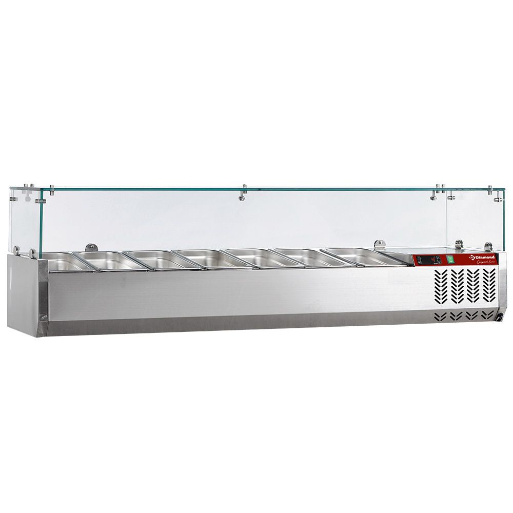 Refrigerated structure 7 x GN1/3 - 150 mm, with sneezeguard